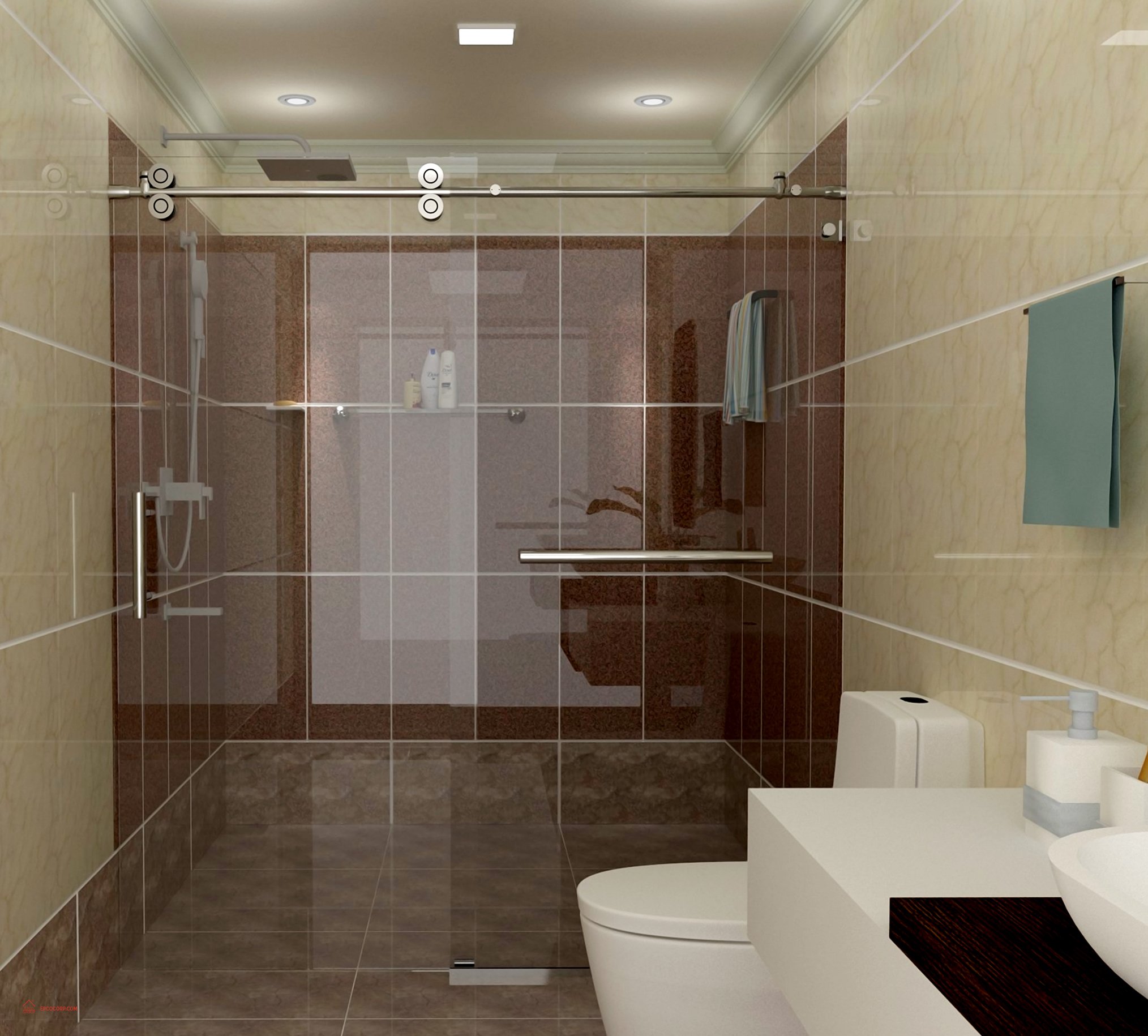 KLS-O2.1 Shower Sliding Door Set-SS [Configuration 1]